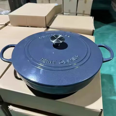 Cast Iron Dutch Oven Dual Enamel Coating for Family-Size Mom Pot Seafood Boil/Soup/Stew Non-Stick Ov