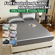Satin Silk Bedsheet Silky Smooth Full Garterized Bedsheet Cooling Silk Mattress Protector Pillowcase