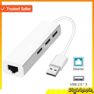 Konektor Adapter USB Ke Rj45 LAN Ethernet External Network Card Dengan USB Hub 3Port 480Mbps / USB H