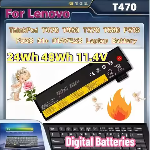Upgrade 24Wh 48Wh 11.4V T470 Rechargeable Battery for Lenovo ThinkPad T470 T480 T570 T580 P51S P52S 