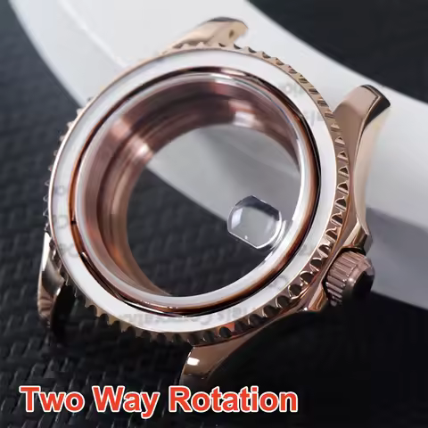 40mm NH35 Two way Rotation Bezel Watch Rose Gold Case For Seiko Mod For Yacht Master High Quality Sa