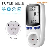 PRESTON Digital LCD Wattmeter, 220V 110V EU/AU/UK/FR/US Plug AC Power Meter, Kilowatt Meter Digital 