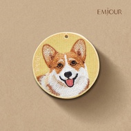 EMJOUR Double-Sided Embroidery Charm-Corgi | Pet Souvenir Gift Dog Key Ring Bag Accessories Decorati