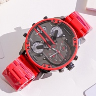 Men's Watch BIG Size DL DZ7370 Mr. Da**y 2.0 4Time Chronograph Black Dial Red Steel