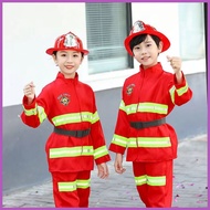 ✲ ℗ ▪ Fireman Costume for Kids Boys Firefighter Career Uniform Work Cosplay Role Play Girl Suit Clo