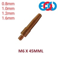 100% COPPER HEAVY DUTY M6 X 45MM CONTACT TIP PANA350 MIG CO2 (0.8mm, 1.0mm, 1.2mm,1.6mm)