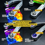 FRONT STEP BOLT UNDERBONE NINJA R RR SS KIS ZX150 ORIGINAL PROBOLT STAINLESS TITANIUM GR5