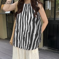 [ขายล้างสต๊อกราคาถูก] Celmia ZANZEA เสื้อแขนกุดลายทางสไตล์เกาหลีของผู้หญิงเสื้อพิมพ์ลายแฟชั่นลำลองแบบเป็นแอ่งกว้าง #10