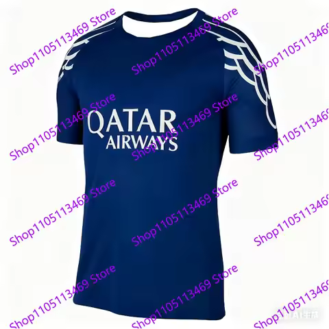 2025 Men's PSG Fourth Football Shirt Sportwear Oversized Training Tee Paris Soccer Uniform Breathabl
