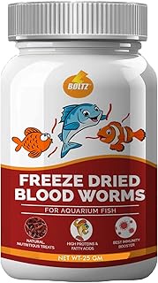 Boltz Freeze Dried Blood Worms Fish Food 25 Grams for Bettas, Tetras, Arowana, Flowerhorn, Oscar fis