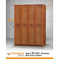 EUREKA 5ft Wardrobe Wood Drawer Storage 4 Door 544 / Almari Baju Kayu (Delivery &amp; Installation Klang Valley ONLY)