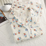 (NEW) Lovito Casual Pajama Sets Spring/summer Multicolor Pajama Sets for Women LNE1132X045 (NEW) Lov