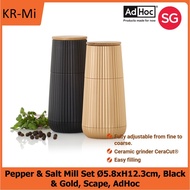 AdHoc Scape Pepper & Salt Mill Set Ø5.8xH12.3cm, Black & Gold