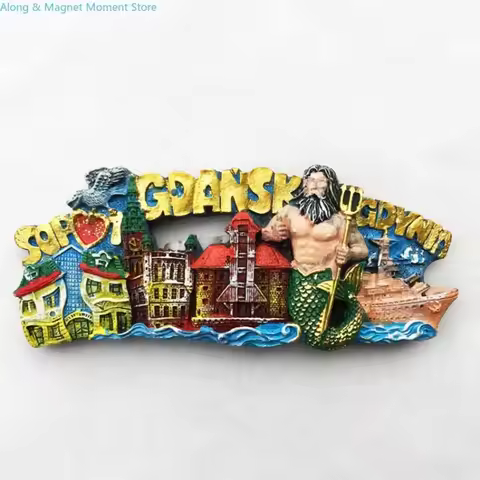 Poland Gdansk City Gdynia City Landmark Building Tourist Souvenir Magnetic three-dimensional refrige
