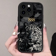 Cheetah,Leopard Print Black & White Leopard Print With Gold "888" Digit Pattern Compatible With IPho