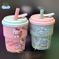 [LI] 420ML Cute Sanrio Hello Kitty Straw Cup Large Capacity Plastic Coffee Cup Cartoon Sanrio Water 