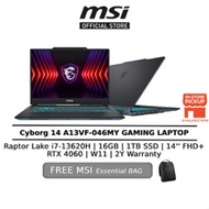 MSI Cyborg 14 Slim Gaming Laptop A13VF-046MY (i7-13620H/16GB/1TB SSD/14" FHD+ /8GB RTX 4060/W11/BAG/