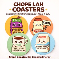 [SG Seller] Chope Lah Coasters | Absorbent Coaster | Chope Table Seat | Office & Hawker Table Saver