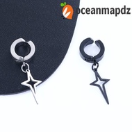 OCEANMAPDZ Cross Clip Earring Gift Simple Triangle Fake Piercing Male Drop Earring Fashion Jewelry