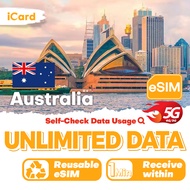 iCard eSIM_Australia 3-30 Days Unlimited Data|Optus network|Can top up Reuse Australia eSIM