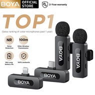 BOYA BY-V1/V2 Wireless Microphone Lapel Microphone Noise Cancelling Vlogging Mic for iPhone Android