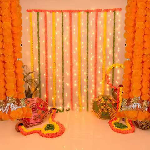 Long Strands Artificial Marigold Garland​​ Pooja Diwali Fiesta 1.5m Marigold Flower Garlands Events 