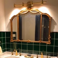 潮流百貨法式衛生間鏡子復古浴室鏡桌面梳妝鏡歐式雕花裝飾三面三折化妝鏡