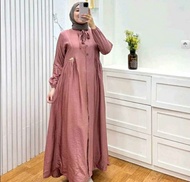 Gamis syari bahan polo linen polos busui Gamis Hanum dress