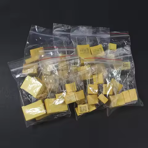 50PCS 102K~105K Polyester Film Capacitors Pack 275VAC X2 Capacitor Assorted Kit 0.047UF 0.1UF 0.22UF