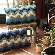 地中海 小長枕手勾抱枕靠墊田園海洋風情靠包腰枕頭