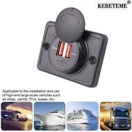 KEBETEME Dual USB Car Charger 3.1A QC3.0 Motorcycle Power Outlet Mobile Phone Charger Adapter Panel Car 12v 24v Boat Bus Waterproof