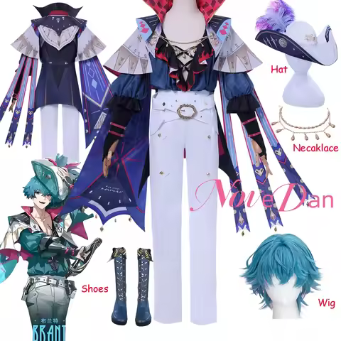 Wuwa Brant Cosplay Costume Wig Shoes Wuthering Waves Anime Game Clothes Men Uniform Halloween Party 