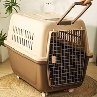 A-T🤲Dog Flight Case Large Dog Pet Dog Cage with Pulley Trolley out Portable Vehicle-Mounted Medium Consignment Box VOYQ