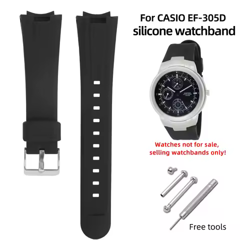 For Casio EDIFICE Series EF-305 Men's Silicone Strap Bracelet black Waterproof Sports dedicated inte
