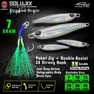 Micro Jig 7 Gram MONGKALO SOLUJIX 7gr Naked Hologram Silver Scales Complete 1 Set Double Assist HOOK