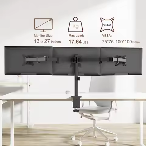 3 Monitor Desk Mount for Computer Screens Fits 13-27 inch, Holds up to 17 lbs,Triple Monitor Arm Hea