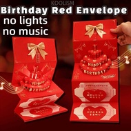 KOOLISM 3D Birthday Cake Card, 6/8/10 Slots Chinese Style Red Envelope Card, Cash Gift Bag Best Wish