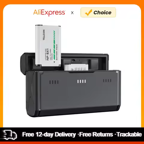 TELESIN CMR-001 2pcs NP-BX1 Batteries + 3-Slot Battery Charger with Card Slots & USB Port for Sony Z