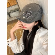 y2k y2k Hat Millennium Style Asian Culture Girl y2k Star Cowboy Forward Female Summer Retro Beret Wa