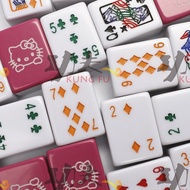 💥Malaysia Ready Stock💥Hello Kitty Mahjong 4Player Mahjong 3Player Rummy Lami Cinami Mahjong Set Pink