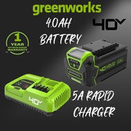 [GreenworksOfficialStore] Greenworks 40V Pengecas /Bateri GW40V 5A Rapid Charger / G40B4 Battery