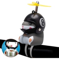 wonuu Loceng Basikal Itik dengan Lampu dan Helmet, Loceng Basikal Hamster Comel, Hiasan Papan Pemuka