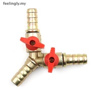 [T&B] 3 Way Tee Brass Y Shut off Ball Valve 3/8" 10mm Barb Fuel Gas Oil / Valve Clamp {my}