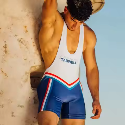 New coming Men's One-Piece Wrestling Singlet Sport Dance Leotard Unitard Short Jumpsuit