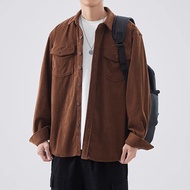 Polo Corduroy Jacket MenS Work Clothes Long Sleeve Top Loose Casual Coat Jaket Pria Premium Atasan L