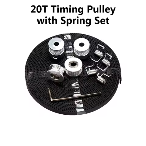 2GT GT2 Timing Pulley Kit 20T Bore 5mm 6mm Belt Width Toothed Idler Pulley with 4Pcs Torsion Spring 