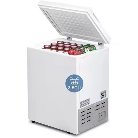 3.5 Cu. Ft. 7-Setting Chest Freezer, Portable Deep Freezer with Removable Basket, Ideal for Kitchen,