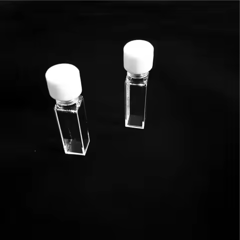 Five sides clear 3.5ml 56*12.5*12.5mm Fluorescent quartz cell cuvette with screw cap