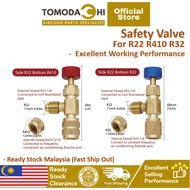 Tomodachi Aircond Hand Safety Valve Adaptor Aircon Gas Refrigerant Control Charge R22 R410 R32 Quick