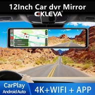 EKLEVA 12 Inch 4K 3840P Car Dvr Dash Cam WIFI APP Sony IMX335 Rear View Mirror 1080P Car Camera Video Recorder Park Monitor